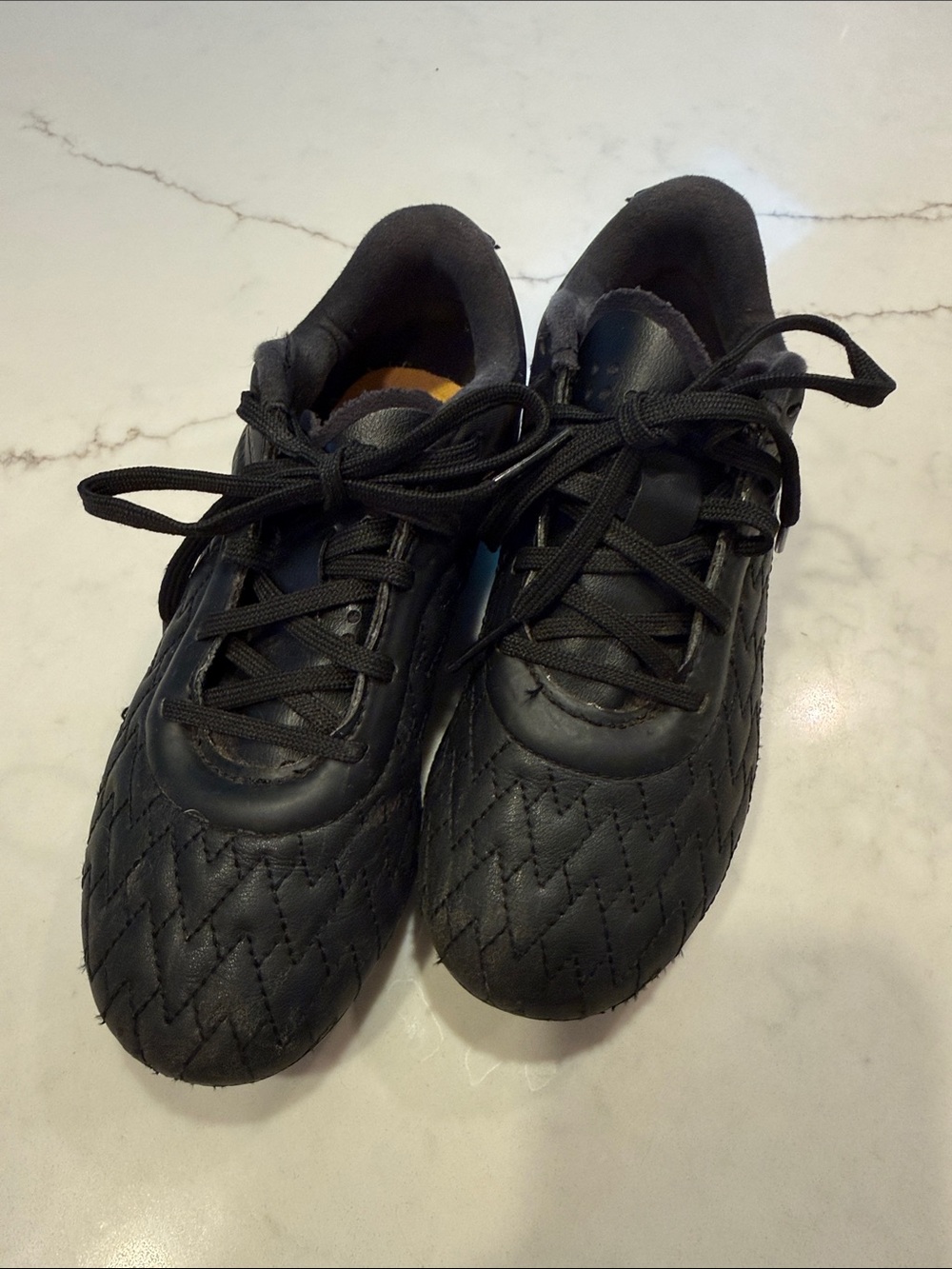 Big Kid - Size 1 -Under Armour Black Quilted Lace-Up Cleats